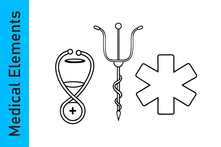 Vetor elementos médicos com coleções de vetores editáveis
