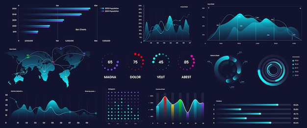 Elementos vetoriais de negócios para infográficos de visualização de dados e design gráfico colorido