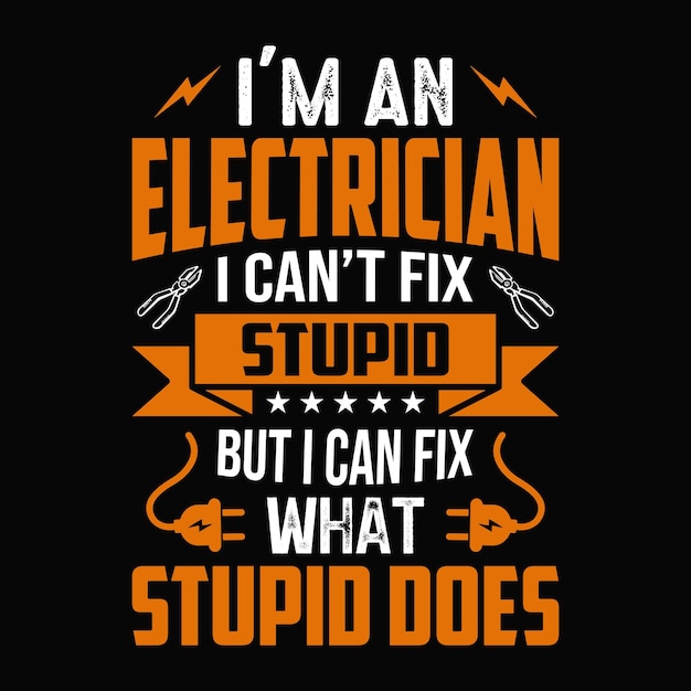 Eletricista cita design de camiseta vetorial