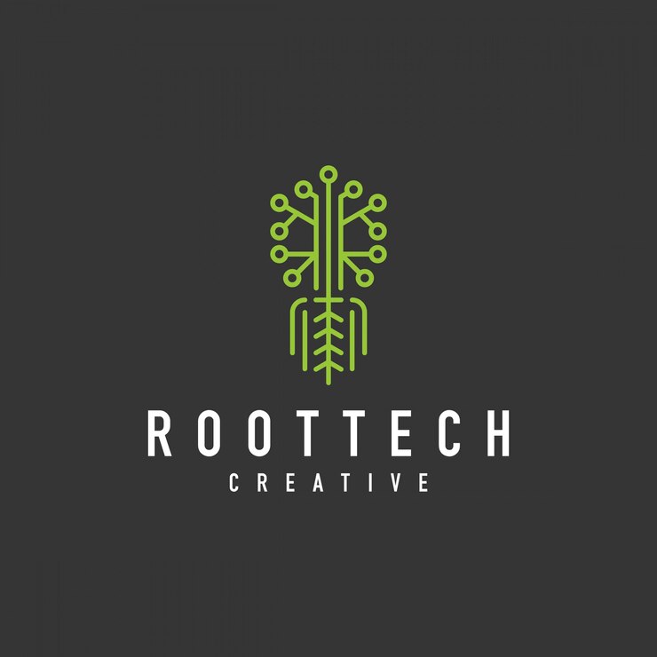 Vetor eletrônica raiz computador simples conectar logotipo
