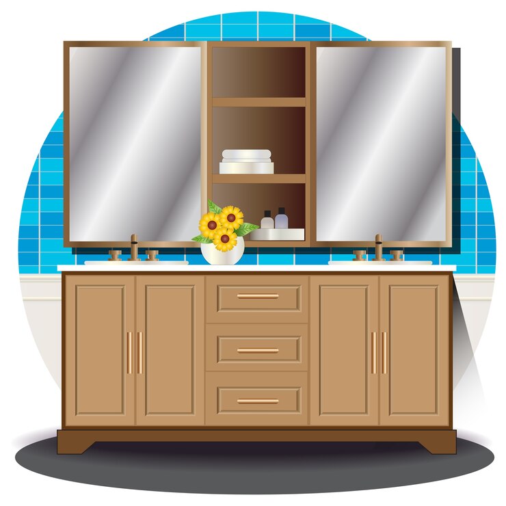 Vetor elevação de casa de banho interior com fundo