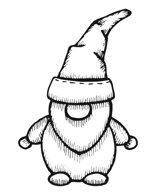 Elfo de Natal ou gnomo Ilustração vetorial de desenho à mão