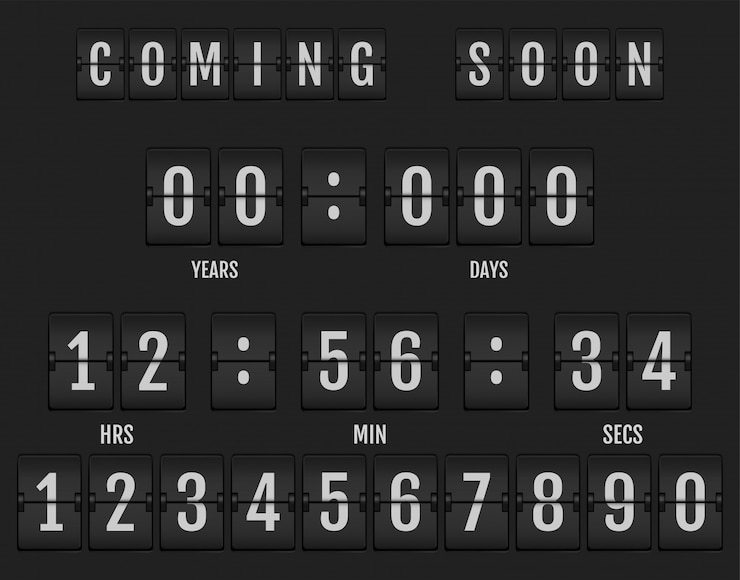 Vetor em breve banner mostrando quanto tempo resta