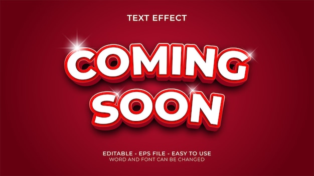 Em breve efeito de texto editável em 3d vermelho