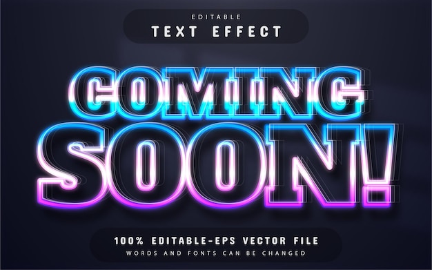 Em breve efeito de texto estilo neon