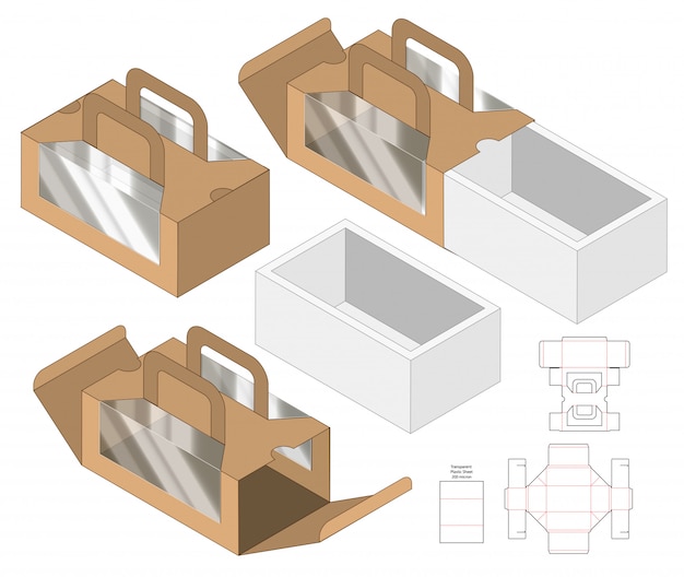 Embalagem caixa de design de modelo de corte. 3d