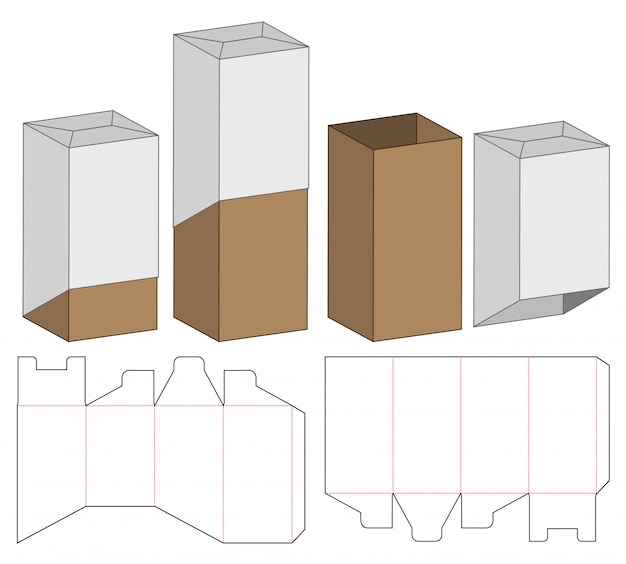 Embalagem caixa de design de modelo de corte. 3d