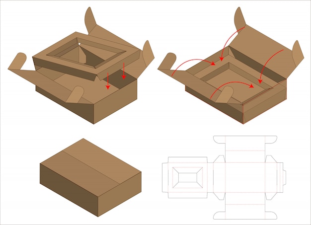 Embalagem caixa de design de modelo de corte. mock-up 3d