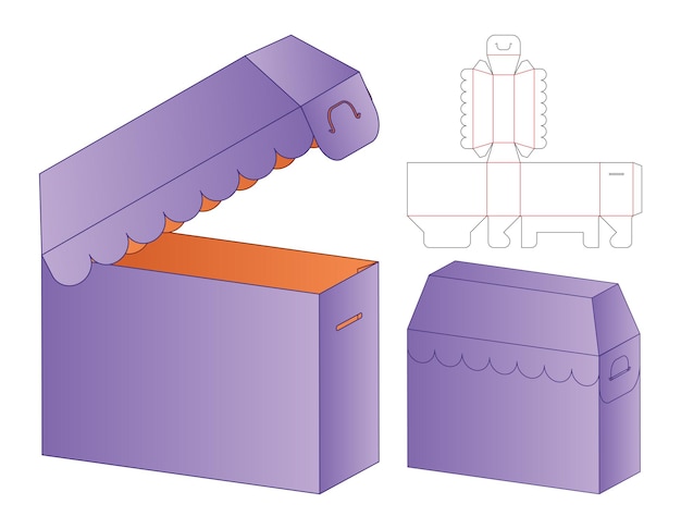 Embalagem de caixa de molde recortado modelo de maquete 3d