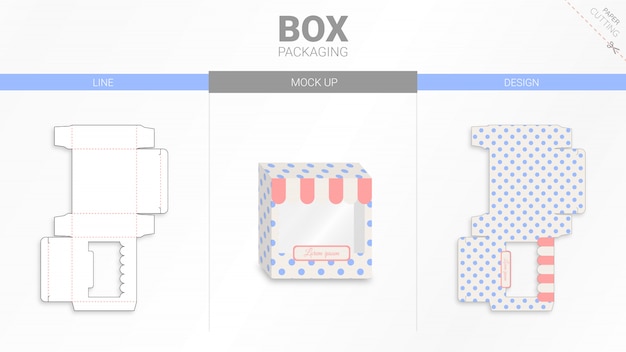 Embalagem de caixa e modelo de corte de molde moackup