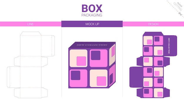 Embalagem de caixa e modelo de corte e vinco de maquete