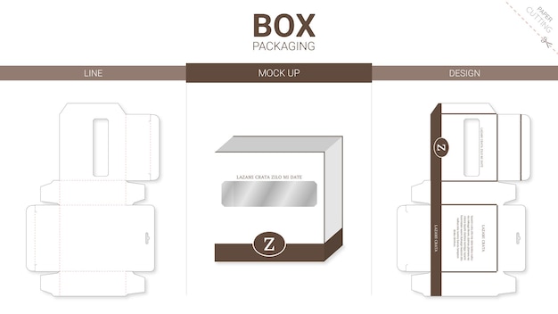 Embalagem de caixa e modelo de corte e vinco