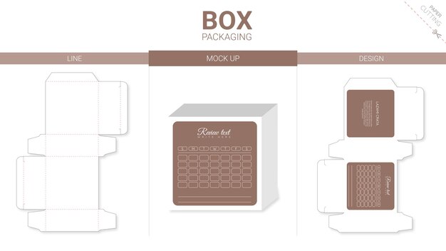 Embalagem de caixa e modelo de corte e vinco