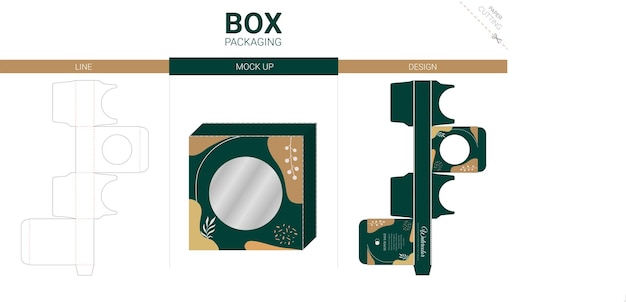 Embalagem de caixa e modelo de recorte de maquete