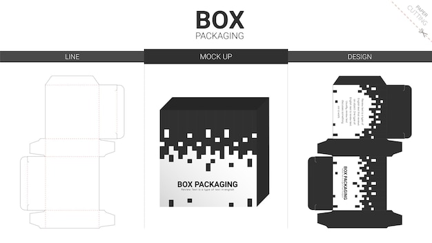 Embalagem de caixa e modelo de recorte de maquete