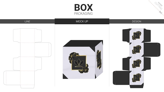Embalagem de caixa e modelo de recorte de maquete