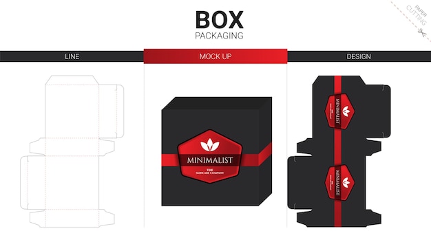 Embalagem de caixa e modelo de recorte de maquete