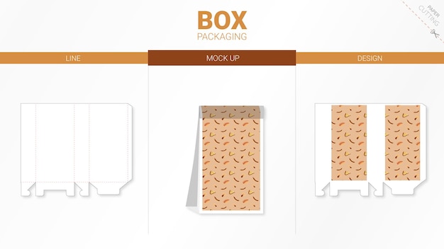 Embalagem de caixa e modelo de recorte de maquete