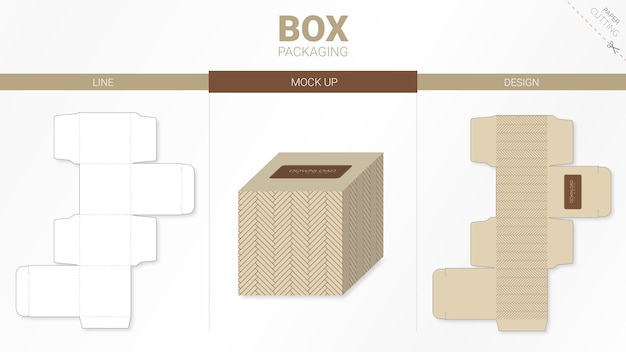 Embalagem de caixa e modelo de recorte de maquete