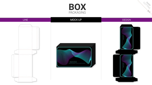Embalagem de caixa e modelo de recorte de maquete