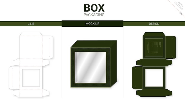 Embalagem de caixa e modelo de recorte de maquete