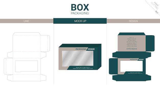 Embalagem de caixa e modelo de recorte de maquete