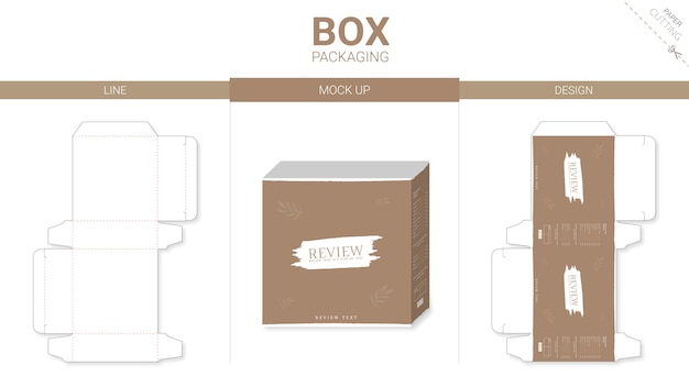Embalagem de caixa mínima e modelo recortado de maquete