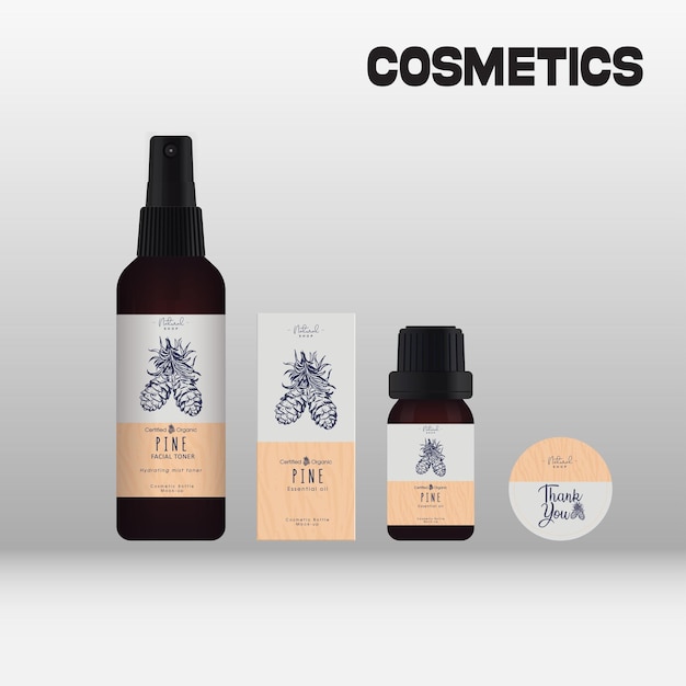 Embalagem de garrafas de cosméticos Modelo de contraste luxo realista