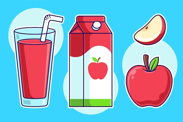 Embalagem de suco de maçã Ilustração de vetor de desenho animado Suco de maça fresco Ícone de conceito isolado