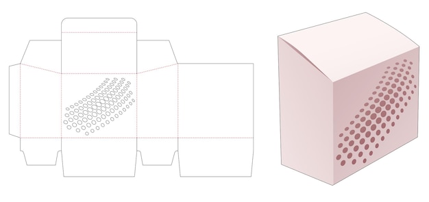 Embalagem inclinada com molde recortado de pontos de meio-tom estampado