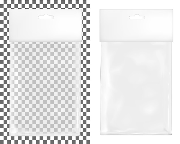 Embalagem plástica vazia transparente Saqueta em branco com slot para pendurar