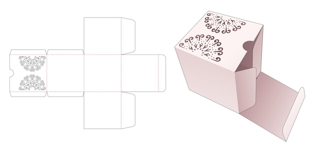 Embalagem quadrada com molde recortado de mandala estampado