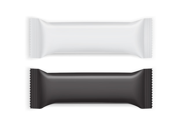 Embalagens de papel branco e preto isoladas sobre fundo branco