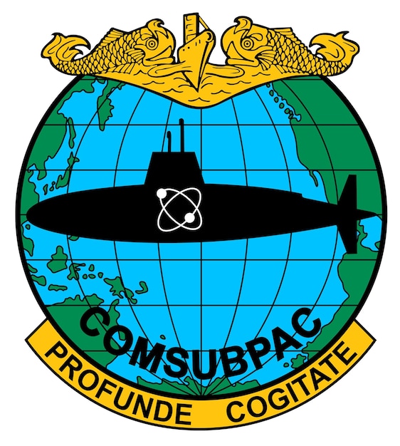 Vetor emblem do comandante da força submarina da frota do pacífico dos estados unidos comsubpac