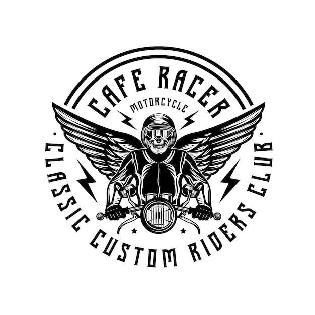 Emblema cafe racer motocicleta vintage