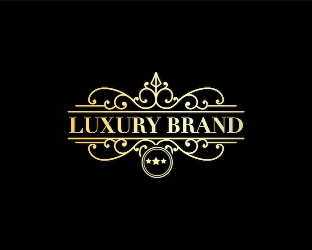 Emblema caligráfico vitoriano de luxo retrô antigo com logotipo heráldico e ornamentos decorativos