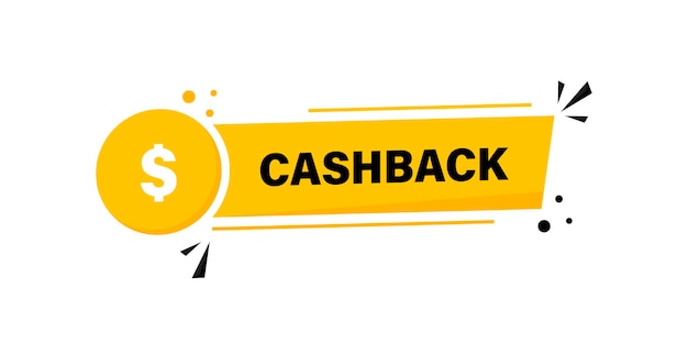 Emblema cashback. reembolso de dinheiro. serviços financeiros. ilustração vetorial em branco