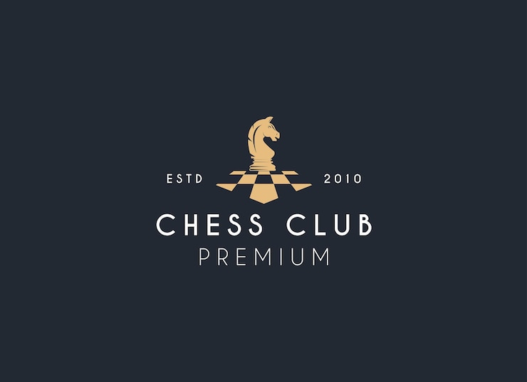 Vetor emblema clássico de emblema de clube de xadrez logotipo de torneio de xadrez ícone vetorial em fundo branco