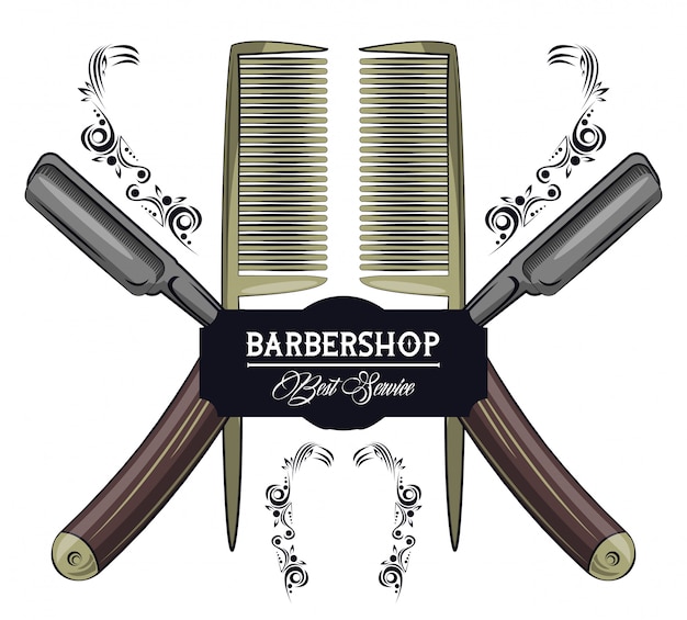 Vetor emblema colorido vintage de barbearia