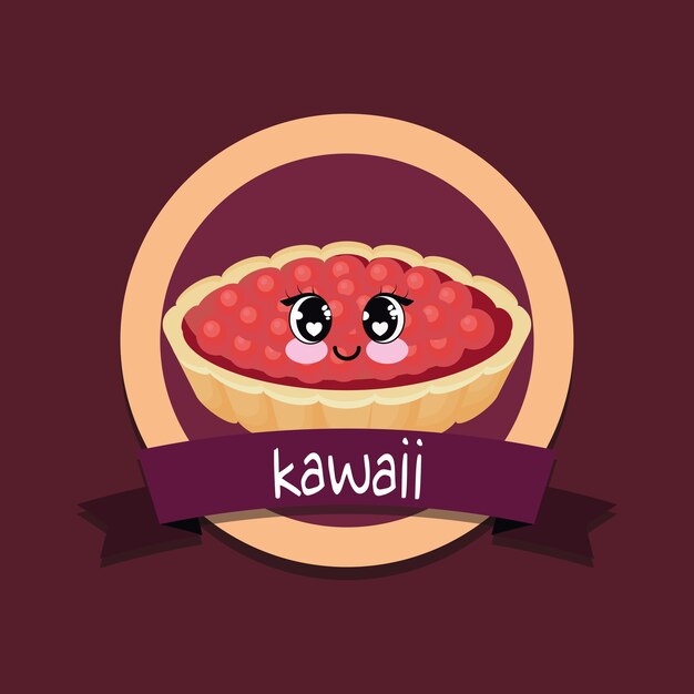emblema com ícone de torta de kawaii