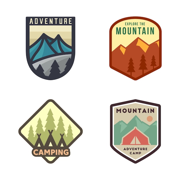Emblema de acampamento e aventura