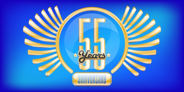 Emblema de aniversário de 55 anos emblema ou etiqueta de aniversário