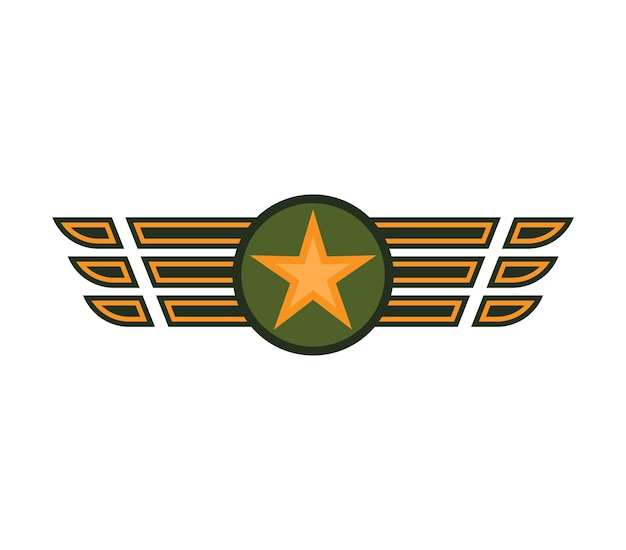 Emblema de asas de estrela militar insígnia da força aérea do exército insígnia gráfica de patente de oficial símbolo de aviador ilustração vetorial