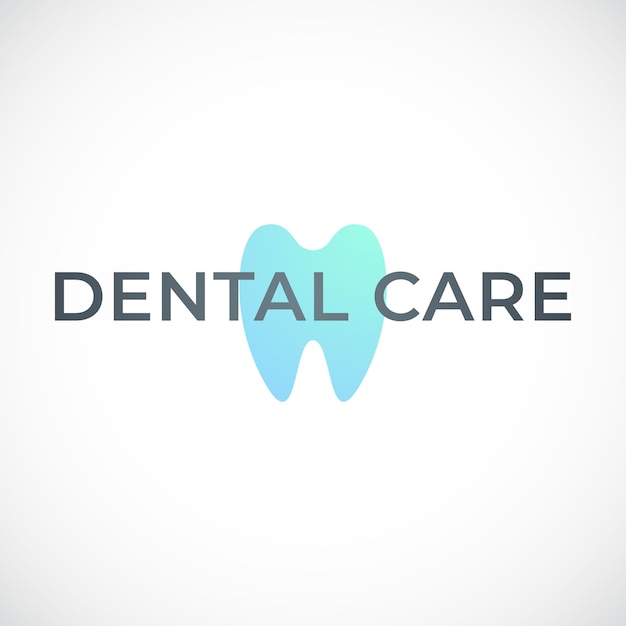 Vetor emblema de atendimento odontológico design simples com ícone de dente e texto