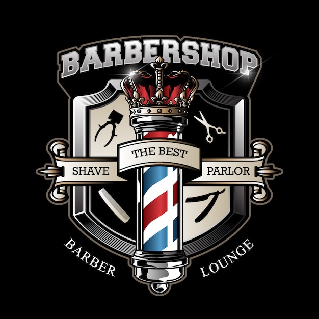 Vetor emblema de barbearia vintage