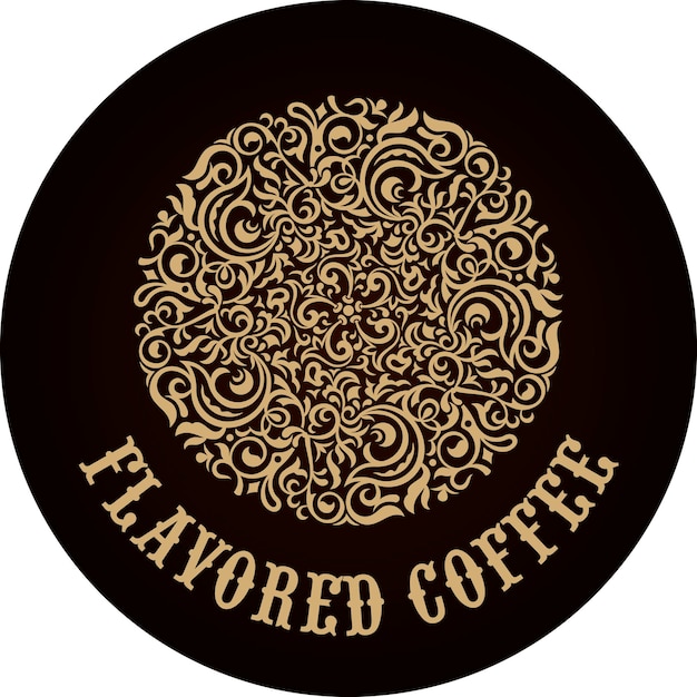 Emblema de café dourado redondo