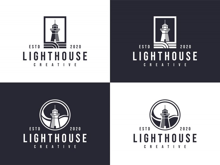 emblema de coleção de logotipo de farol em duas versões