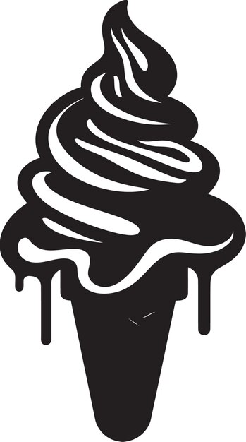 Vetor emblema de cone de sorvete sweet swirls frozen ecstasy cone de logotipo preto