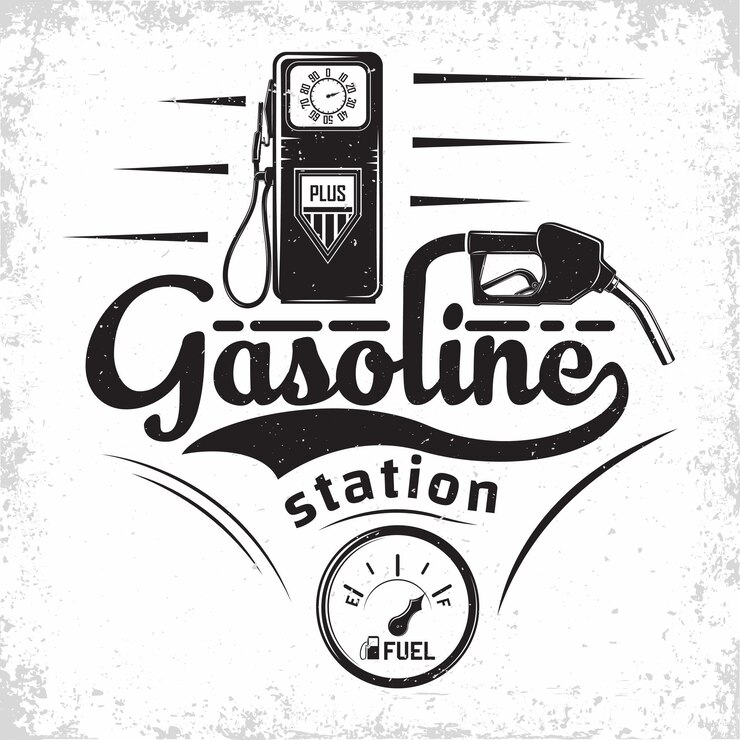 Vetor emblema de design de logotipo de posto de gasolina vintage de posto de gasolina tipografia de posto de gasolina ou diesel selos de impressão de emblema com vetor de grange removível fácil