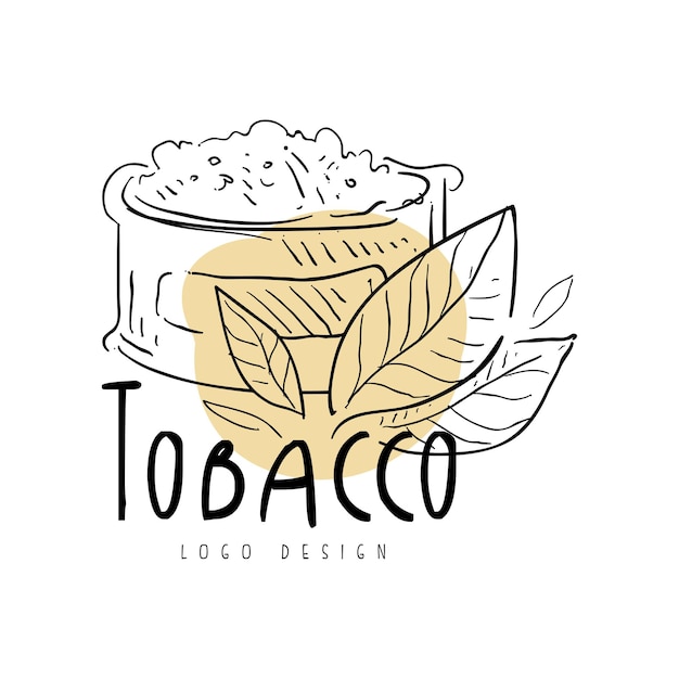Emblema de design de logotipo de tabaco para loja de fumo, clube de cavalheiros e produtos de tabaco, vetor desenhado à mão